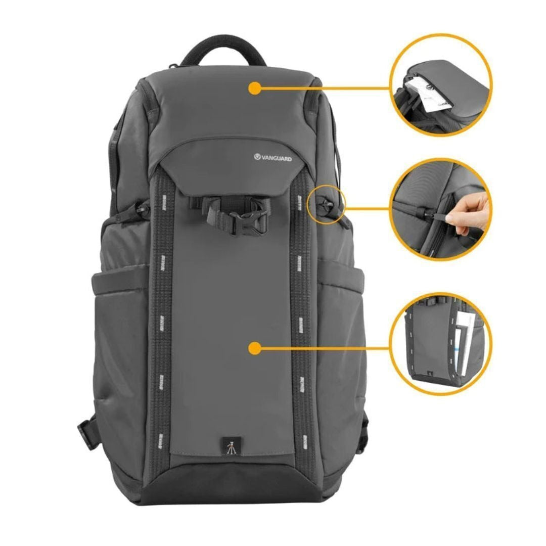 Vanguard VEO Adaptor R48 Rear Access Backpack with USB Port and Ergonomic Harness System (Gray)