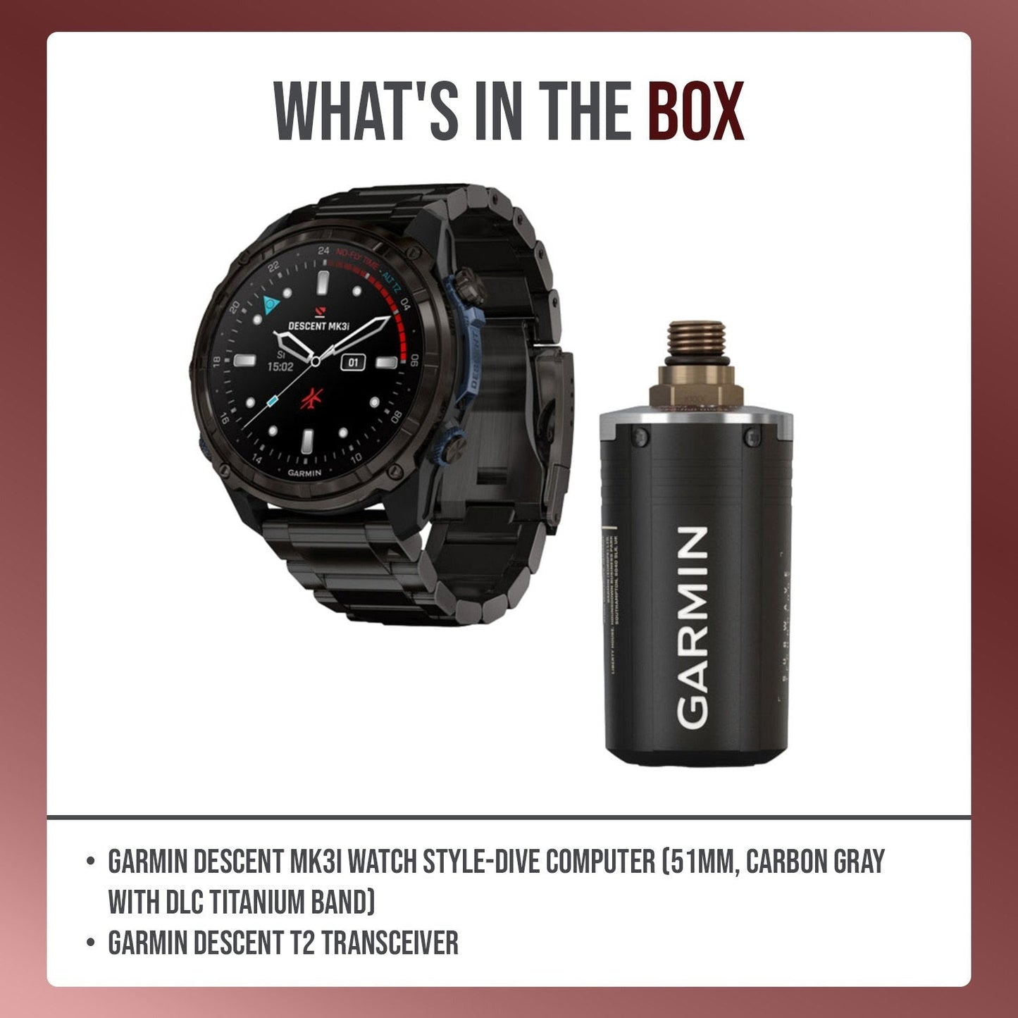 Garmin Descent Mk3i Watch Style-Dive Computer (Black, 51mm) with Transceiver