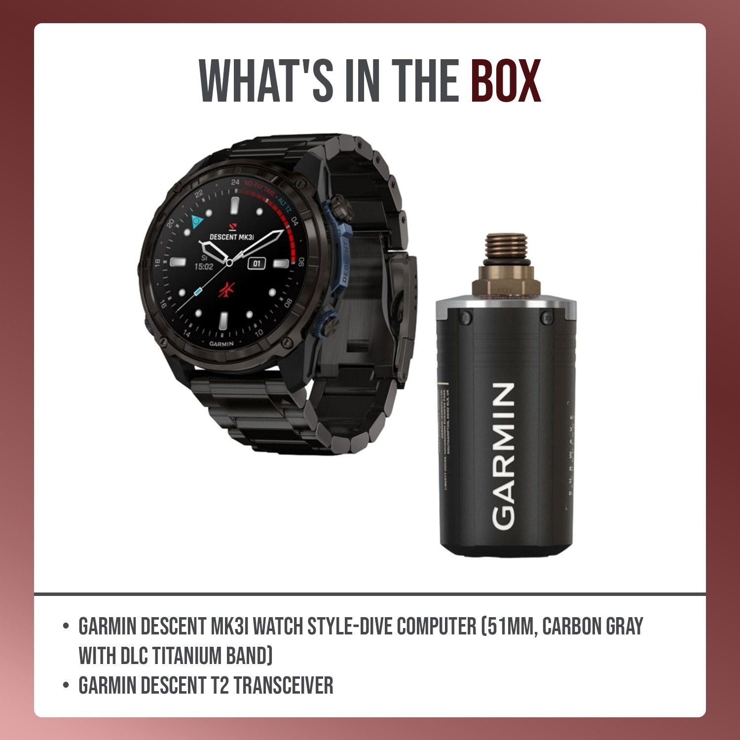 Garmin Descent Mk3i Watch Style-Dive Computer (Black, 51mm) with Transceiver