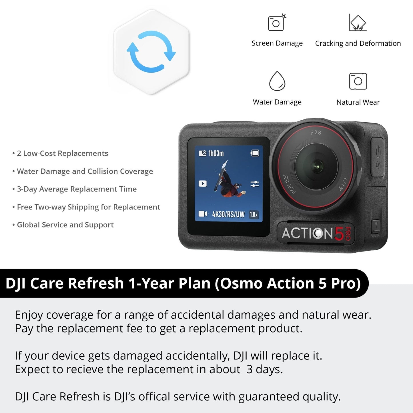 DJI Osmo Action 5 Pro Adventure Combo with Refresh 1-Year Plan Bundle