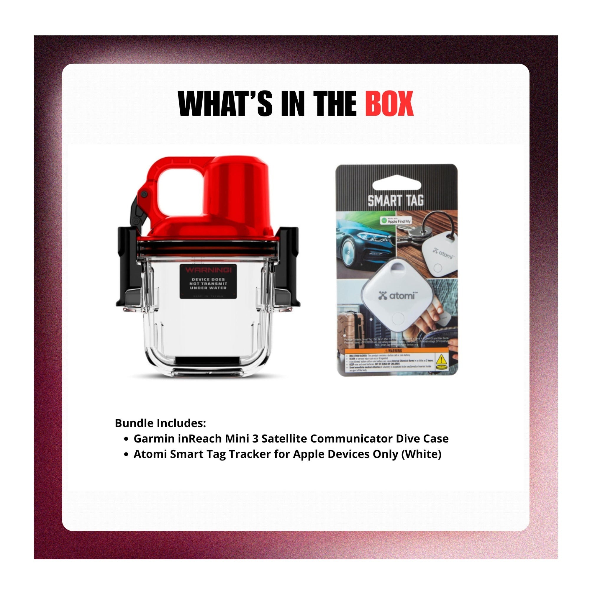 Garmin inReach Mini 3 Dive Case Bundle with Tag Tracker for Apple Devices Only