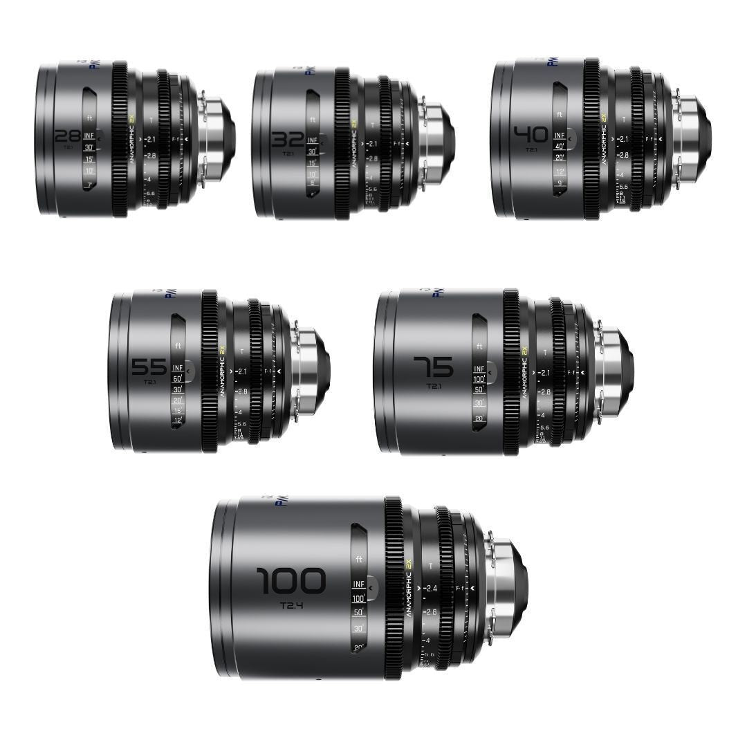 DZOFilm Pavo 2x Anamorphic 6-Lens Set with Blue Coating, PL or EF Mount (Space Gray and Black)
