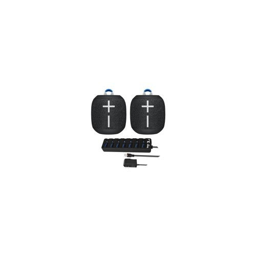 Ultimate Ears WONDERBOOM 2 Portable Bluetooth Speaker Pair (Deep Space) with Knox Gear 7-Port USBHub