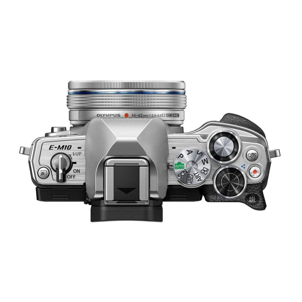 OM System OM-D E-M10 Mark IV Mirrorless Camera with 14-42mm EZ Lens (Silver) Bundle with Accessories
