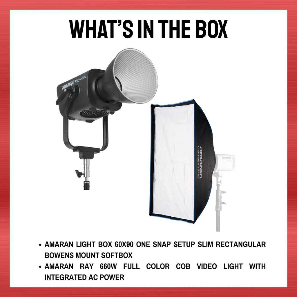Amaran Ray 660W Full-Color COB Video Light with Softbox Bundle