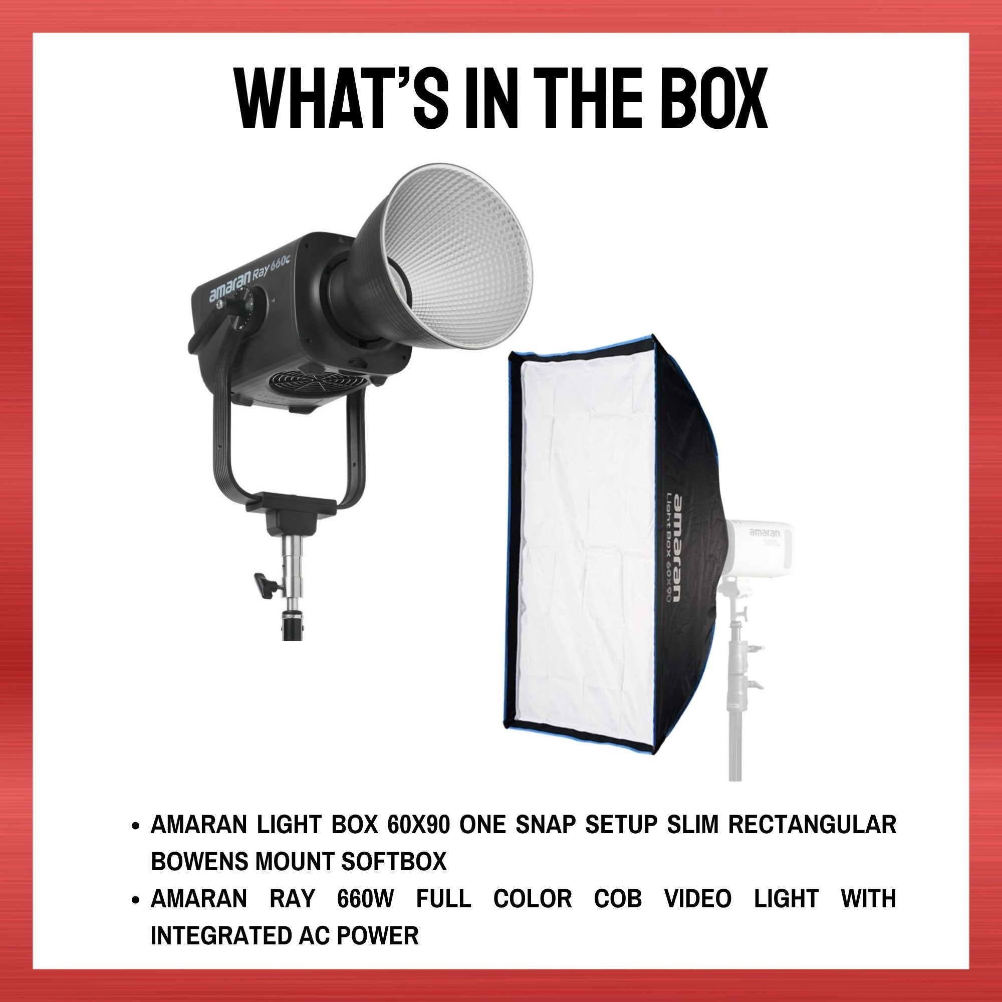 Amaran Ray 660W Full-Color COB Video Light with Softbox Bundle