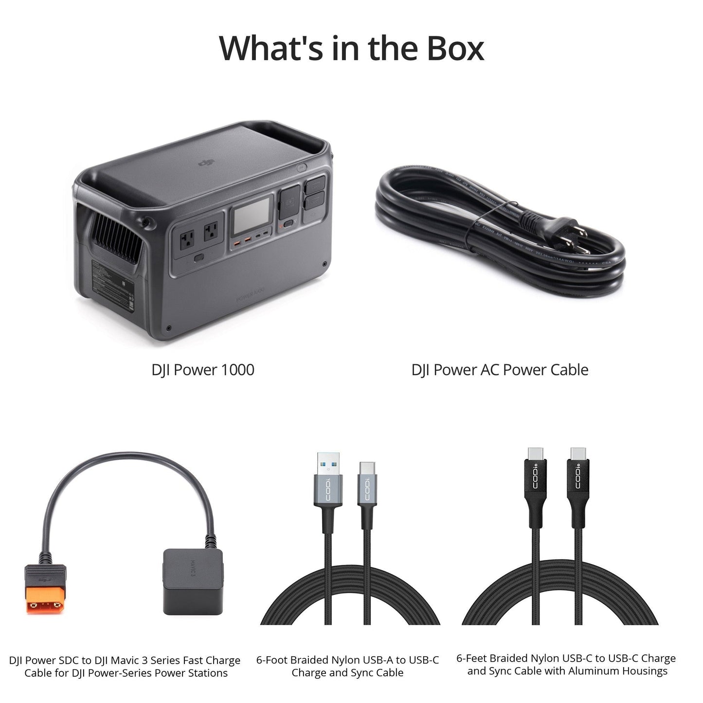 DJI Power 1000 with SDC to Mavic 3 Fast Charge Cable and Two Charge Cables Bundle