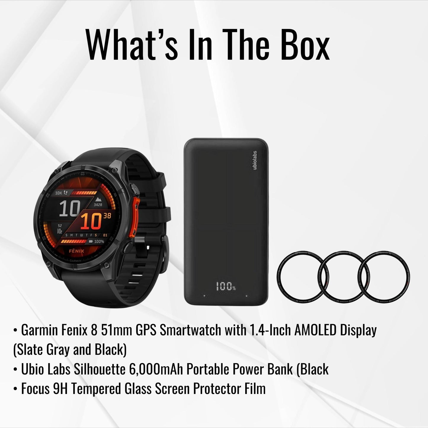 Garmin Fenix 8 51mm GPS Smartwatch with 1.4-Inch AMOLED Display (Slate Gray and Black) Bundle