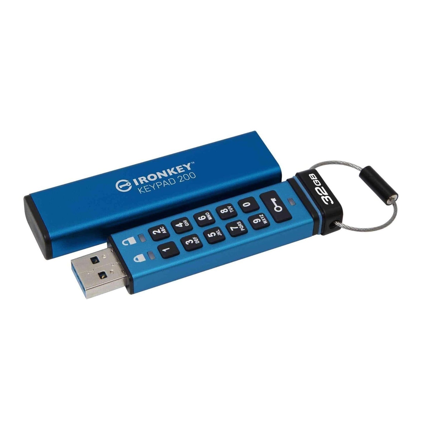 Kingston IronKey Keypad 200 Series 32GB USB-A Encrypted Flash Drive (Blue)