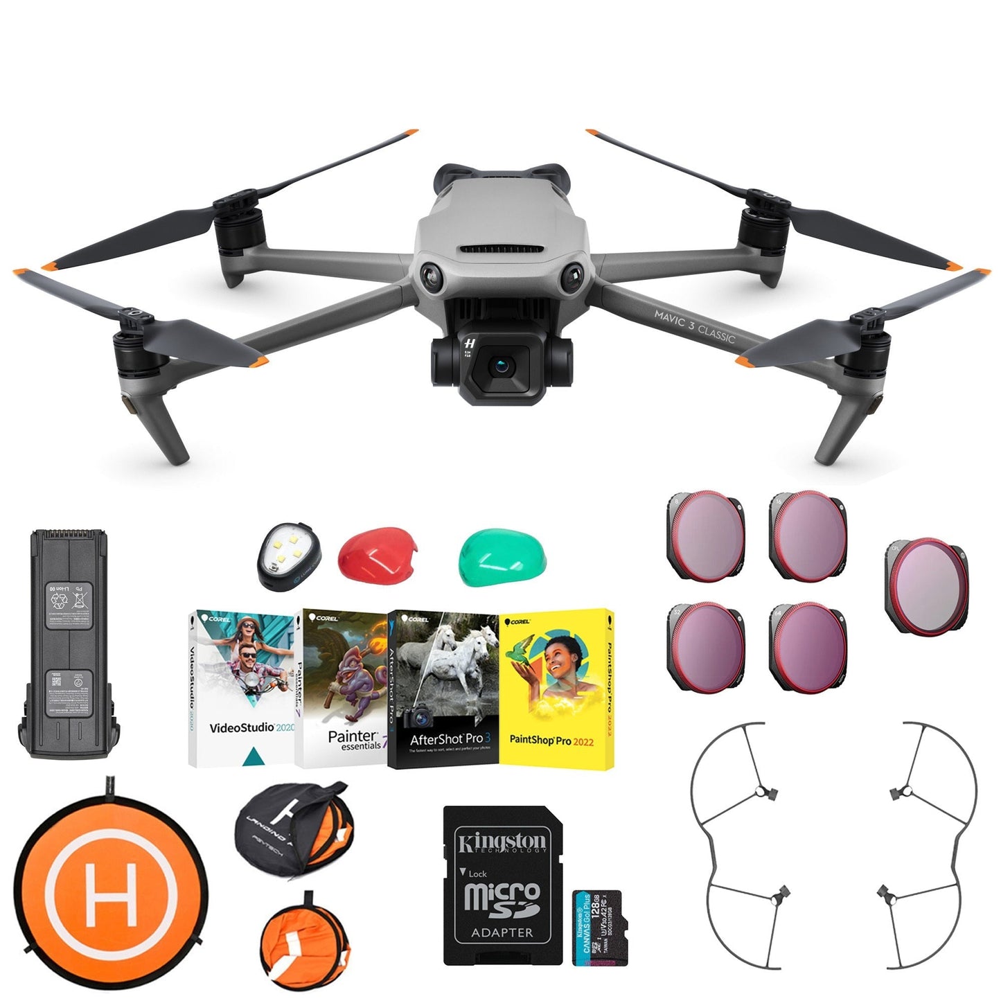 DJI Mavic 3 Classic Complete Bundle with 128GB MicroSD, Filters, Case and Accessories