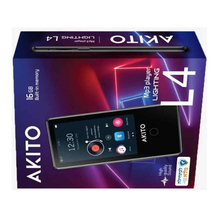 AKITO L4 16GB Kosher MP3 Player with Built-in Speaker, Recorder, Bluetooth, and Touch Screen (Black)