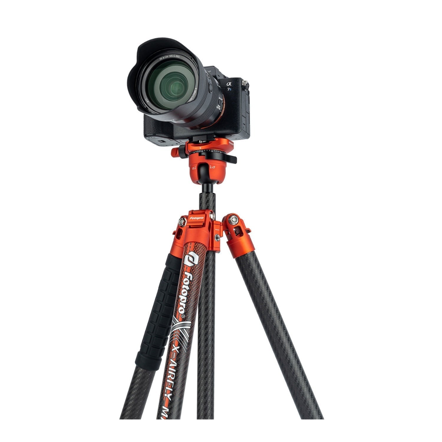 Fotopro X-Airfly Max Tripod with Detachable Monopod and Phone Holder (Orange)