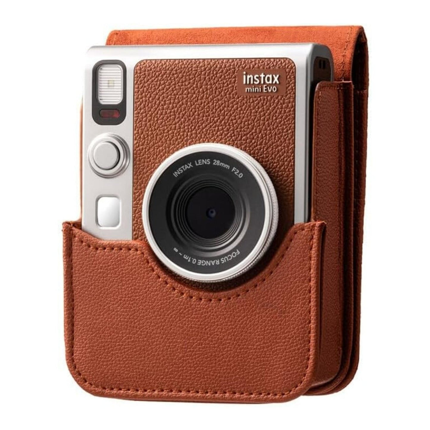 Fujifilm Instax Mini Evo Poly-Synthetic Leather Camera Case with Debossed Logo (Brown)