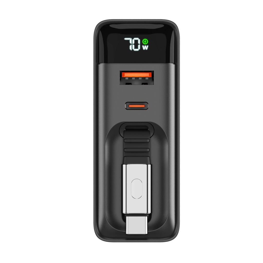 ReelCharge 70W Wall Charger with Retractable USB-C (Black)