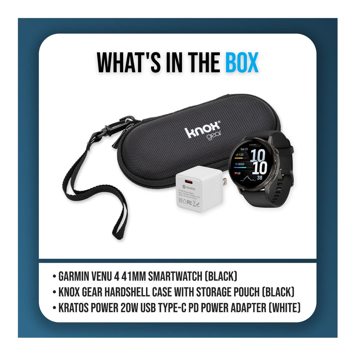 Garmin Venu 4 45mm GPS Smartwatch (Slate with Black Silicone Band) Bundle