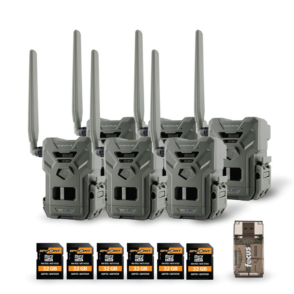 SPYPOINT Flex-Plus 1080p Cellular Trail Camera Bundle with Accessories (13 items)
