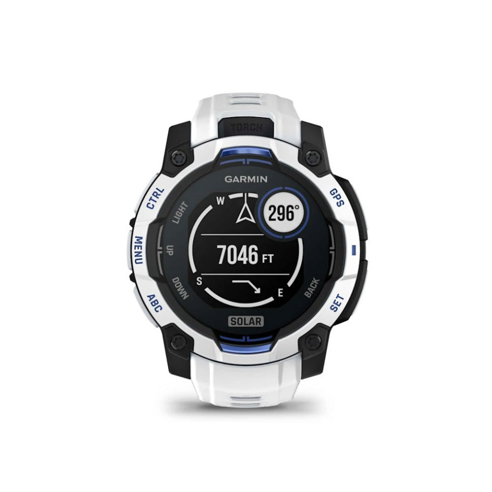 Garmin Instinct 3 GPS Smartwatch (Whitestone/Bolt Blue)