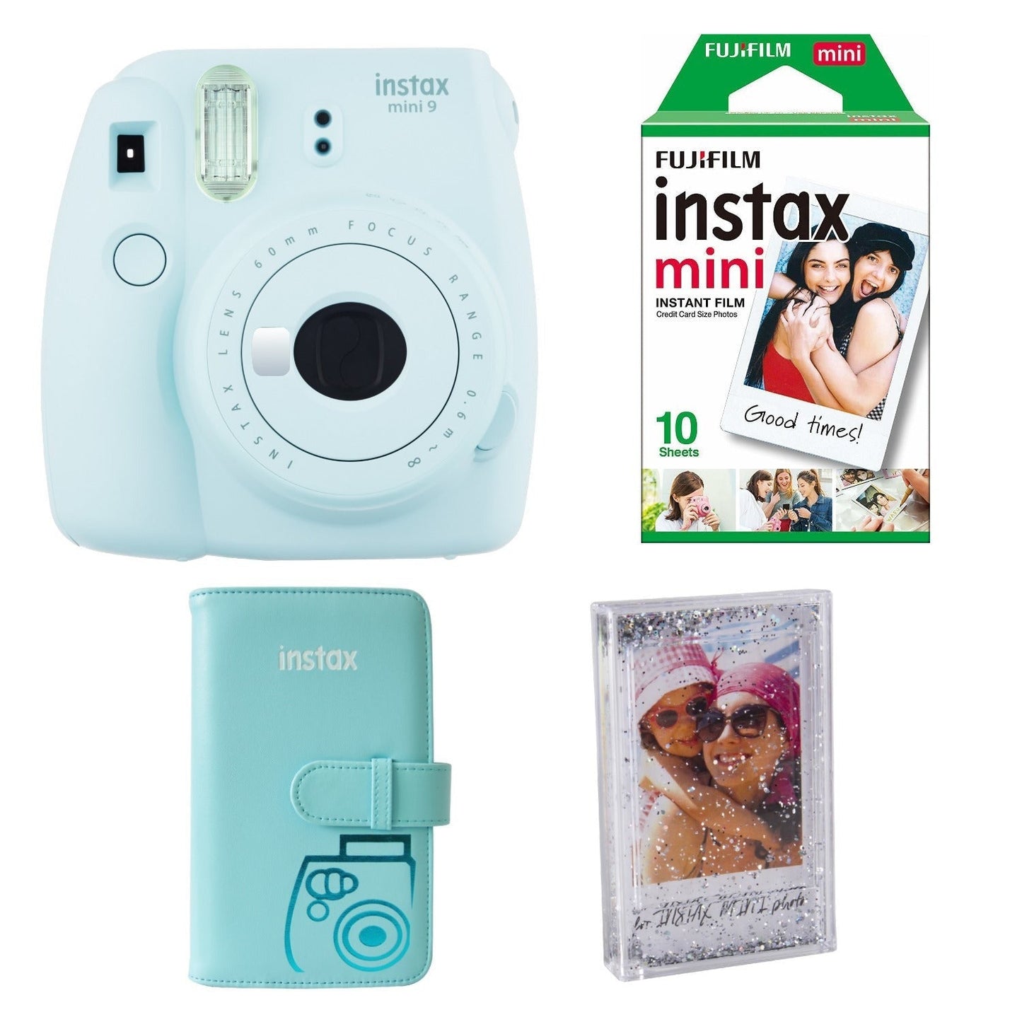 Fujifilm Instax Mini 9 Instant Camera (Ice Blue) with Accessory Bundle