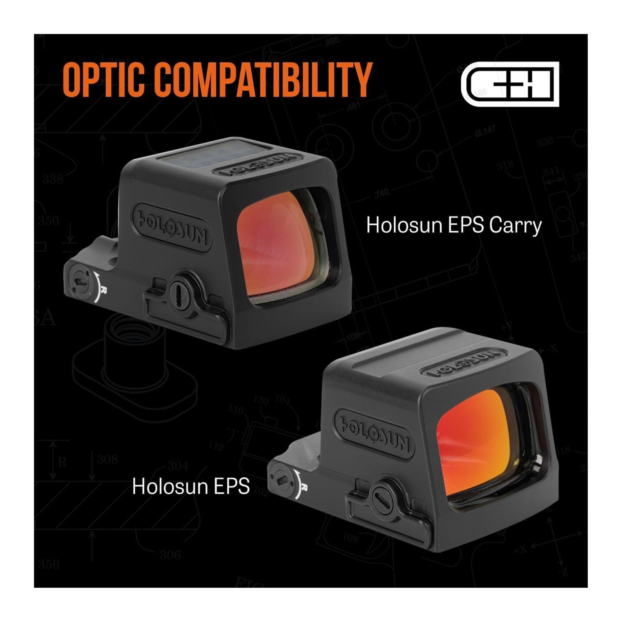 C+H Precision Optic Adapter Plate Compatible with Glock 17 19 MOS to Holosun EPS