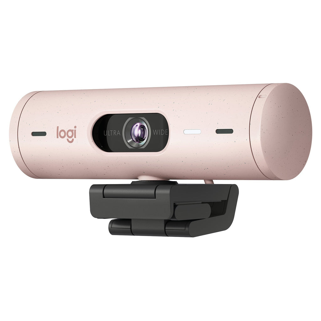Logitech Brio 500 Webcam with Selfie Ring Light Stand and USB Hub (Rose)