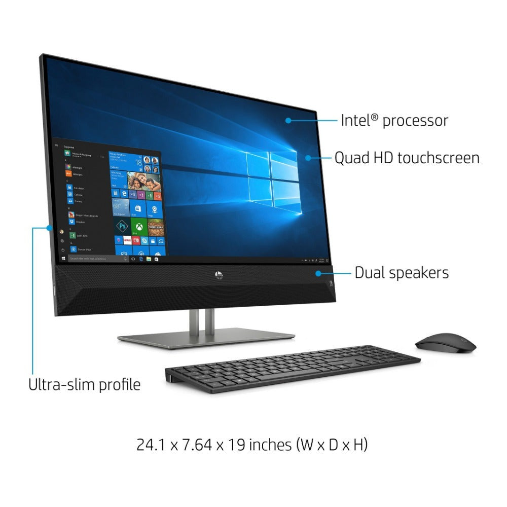 HP Pavilion 27" QHD Touch All-in-One PC, Intel Core i7-8700T, 16GB RAM, 2TB HDD + 256GB SSD, NVIDIA 4GB (Certified Refurbished)