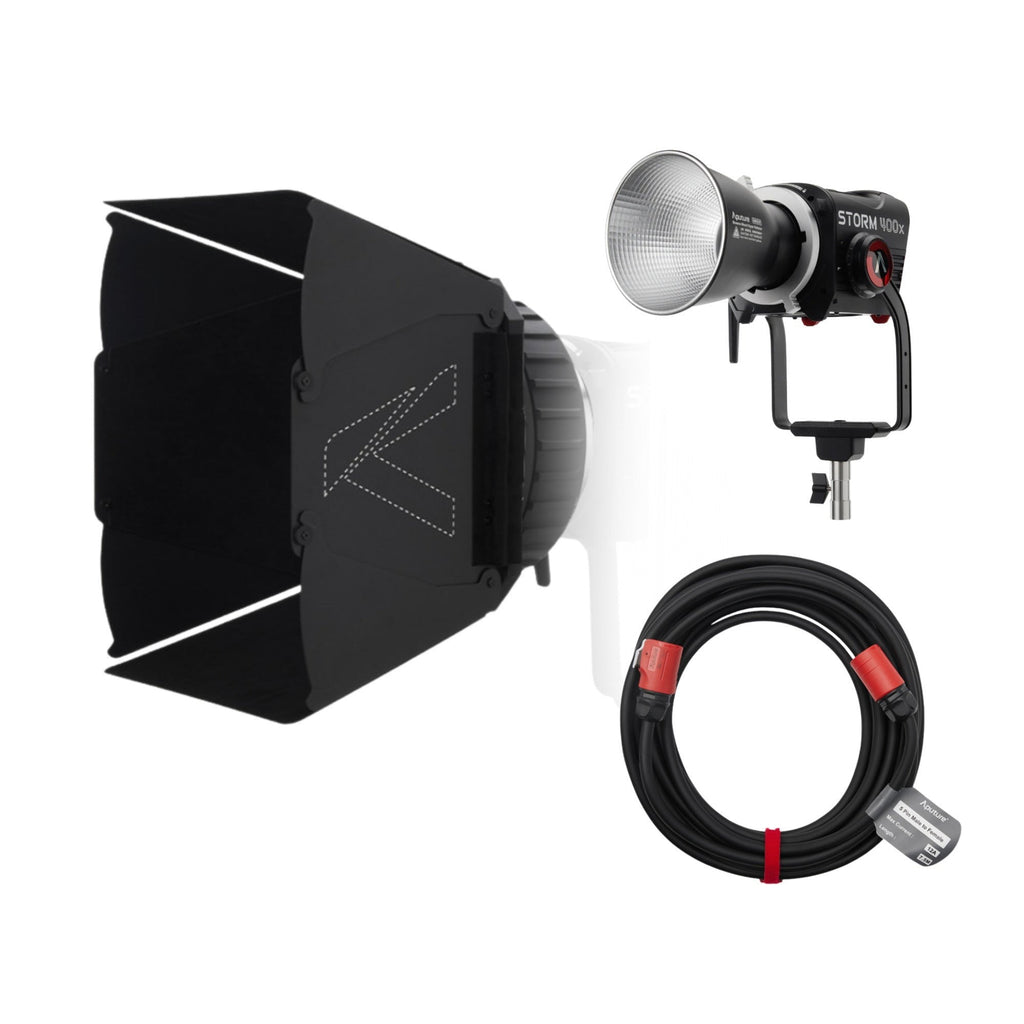 Aputure STORM 400x (A-Mount) with CF7 Fresnel and Barn Doors Kit Bundle