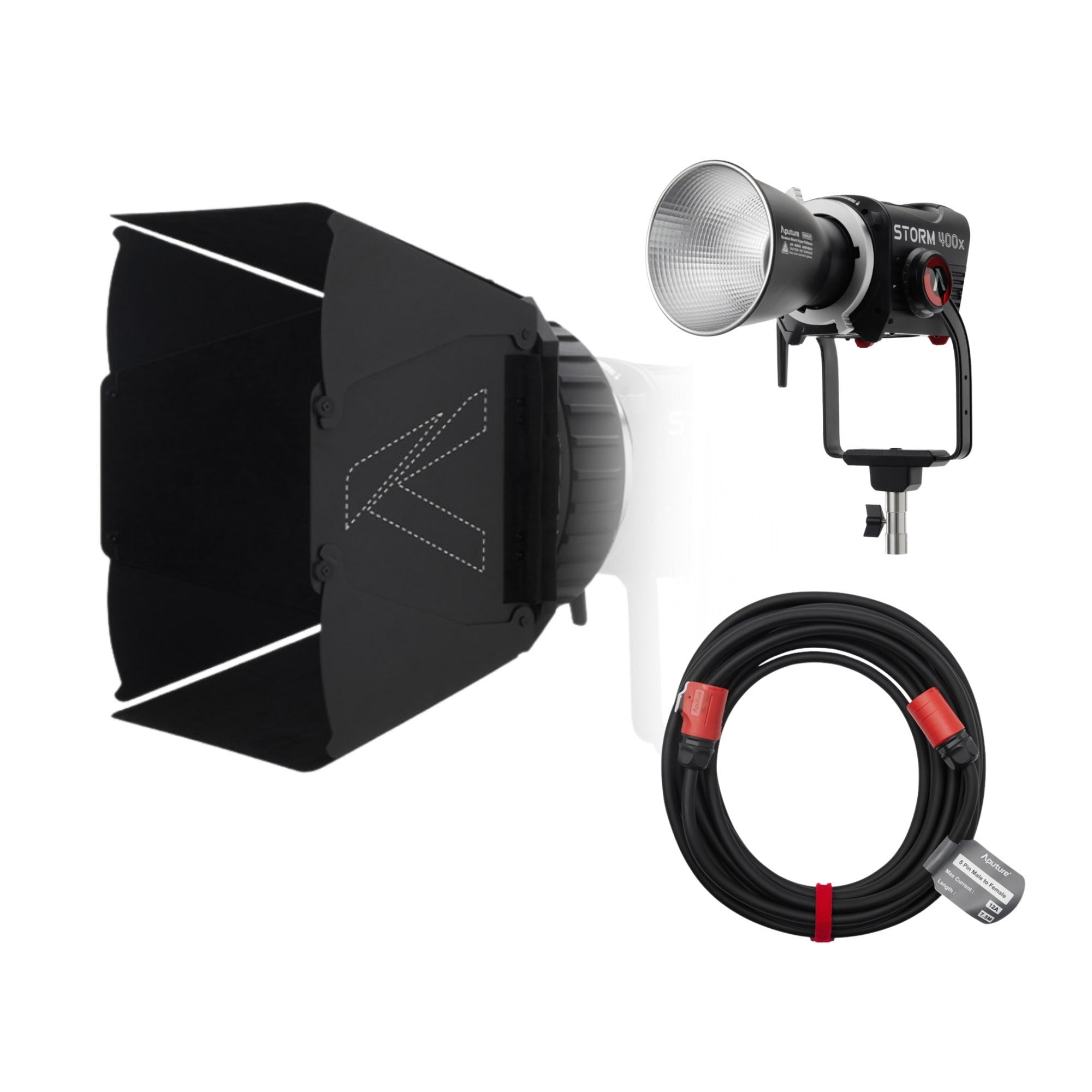 Aputure STORM 400x (A-Mount) with CF7 Fresnel and Barn Doors Kit Bundle