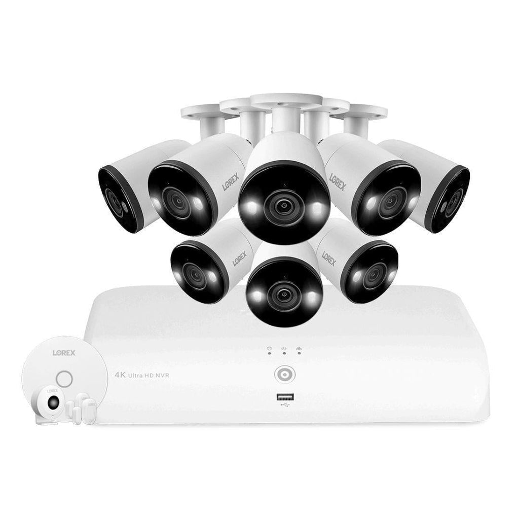 Lorex 4K Smart Deterrence Wired NVR Security System with Smart Sensor Kit, White (Certified Refurbished)