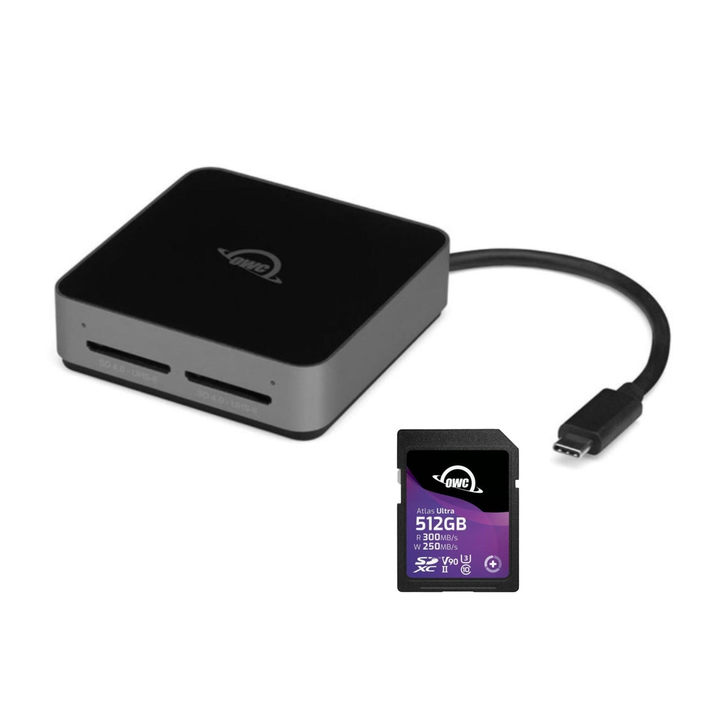 OWC 512GB Atlas Ultra UHS-II SDXC Memory Card with Dual SD-Slot SDXC UHS-II Card Reader