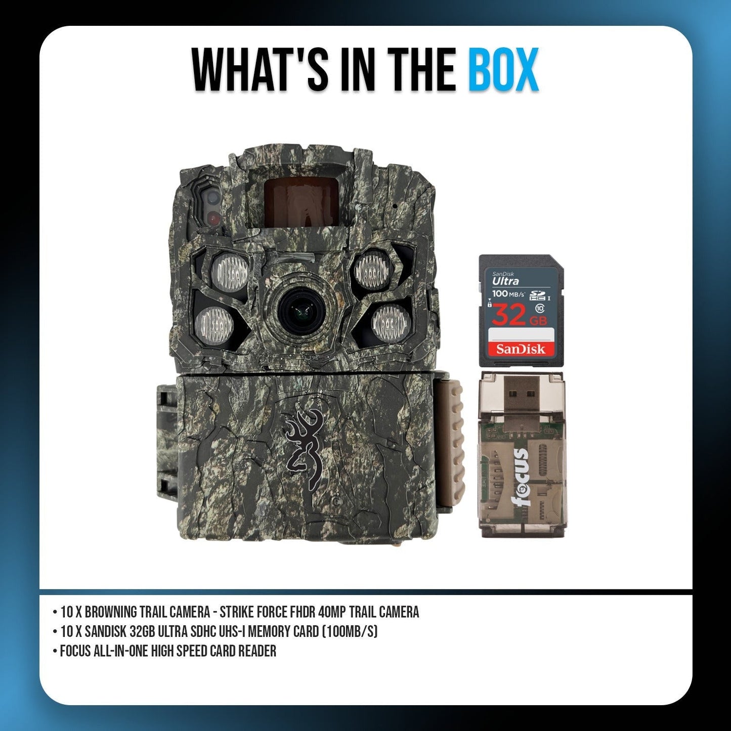 Browning Strike Force FHDR Trail Camera - 40MP Hunting Camera (10-Pack) Bundle