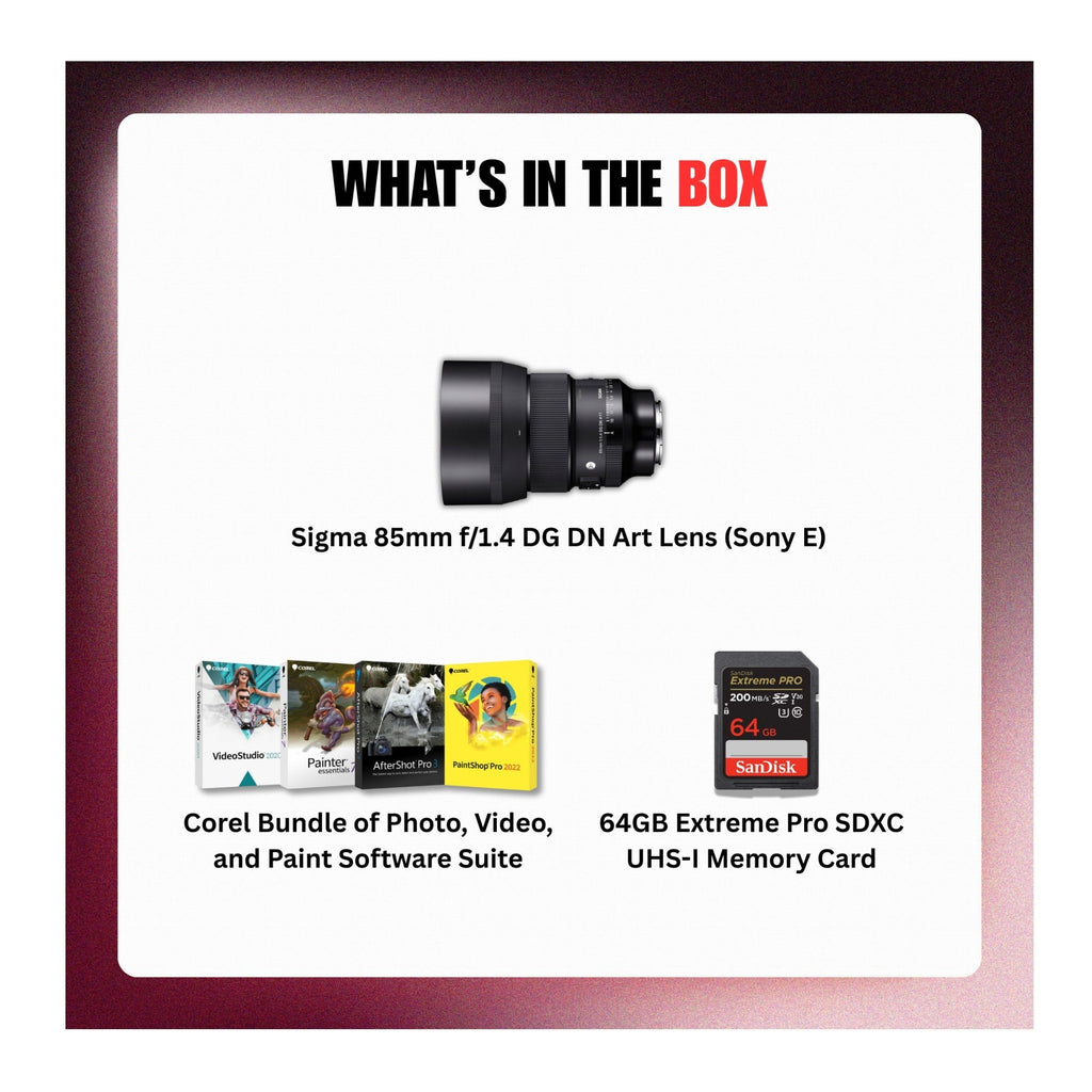 Sigma 85mm f/1.4 DG DN Art High-speed AF Lens (Sony E) Bundle