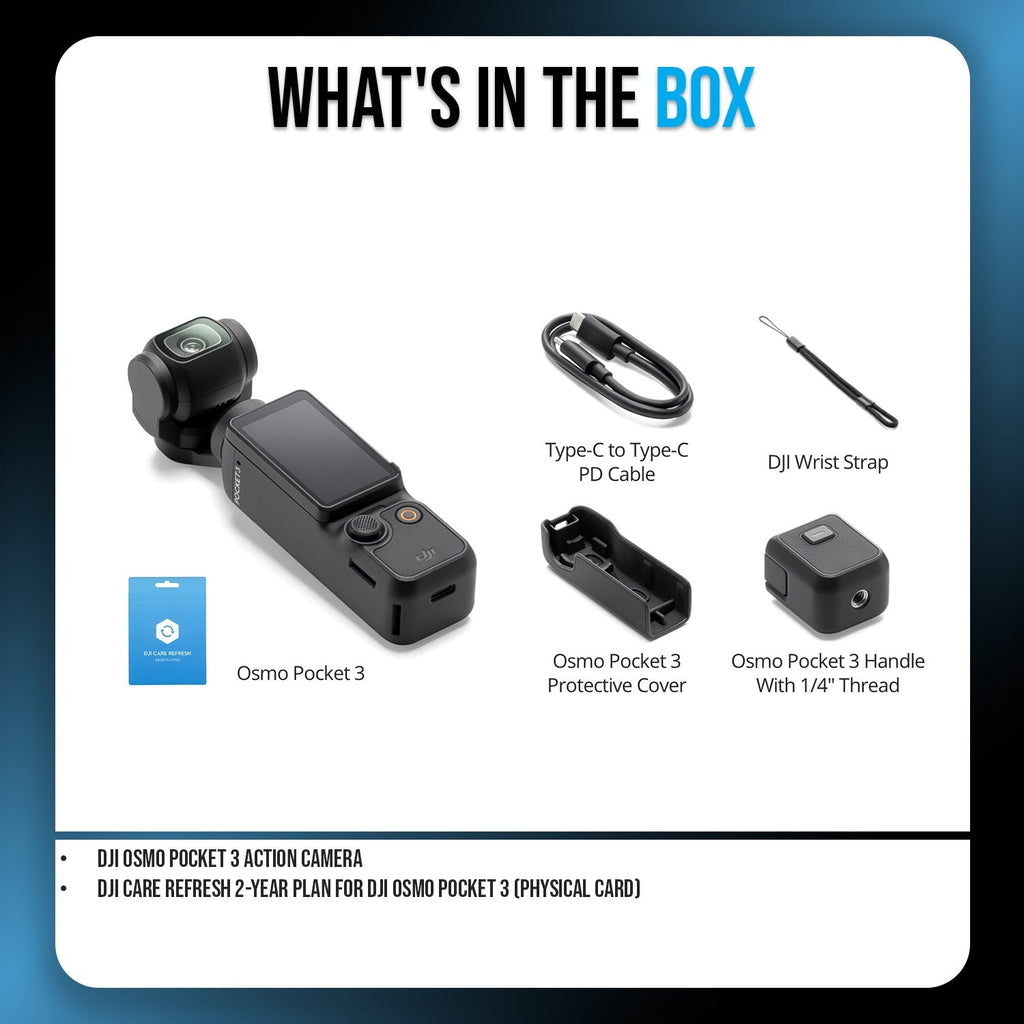 DJI Osmo Pocket 3 and DJI Care Refresh 2 Year Physical Card Plan Bundle
