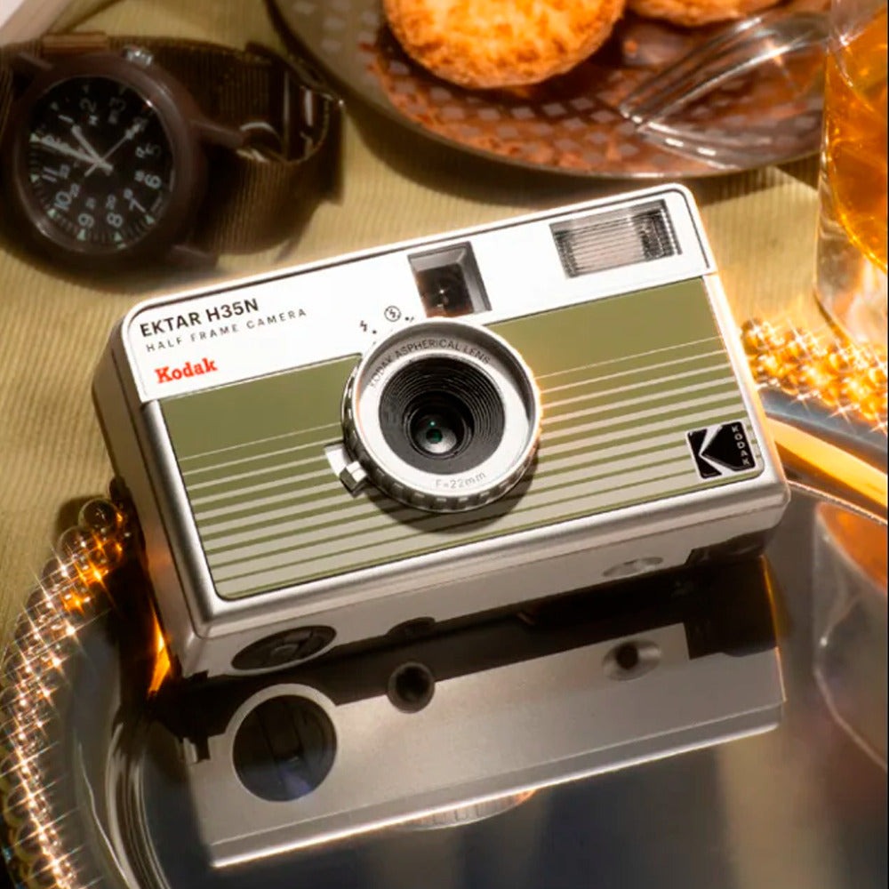Kodak Ektar H35N 35mm Half Frame Film Camera (Striped Green) with 35mm Roll Film Bundle