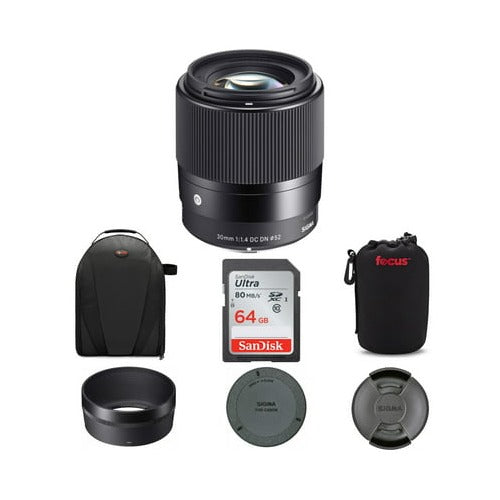Sigma 30mm f/1.4 DC DN Contemporary Lens for Canon EF-M with Accessory Bundle