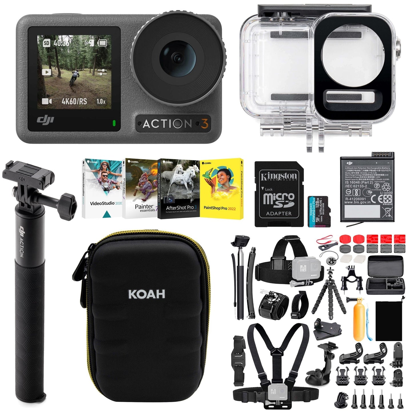 DJI Osmo Action 3 Camera Standard Combo Adventure Bundle - Sports and Action Camera with Accessories