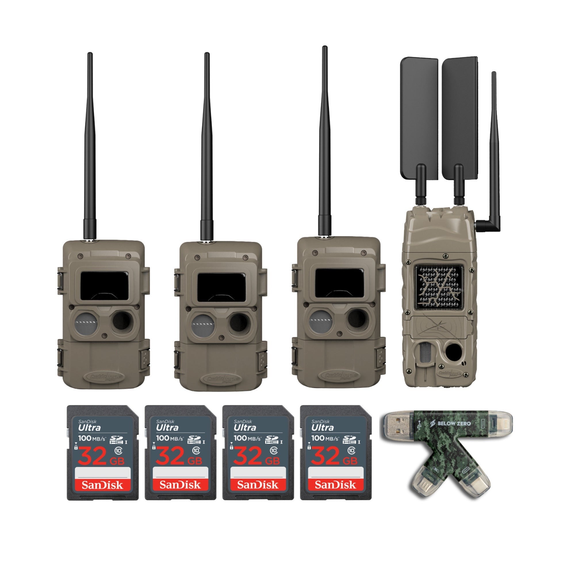 Cuddeback CuddeLink Wireless, 3rd Gen (3-pack) with Verizon Starter Kit, 32GB SD Cards Bundle
