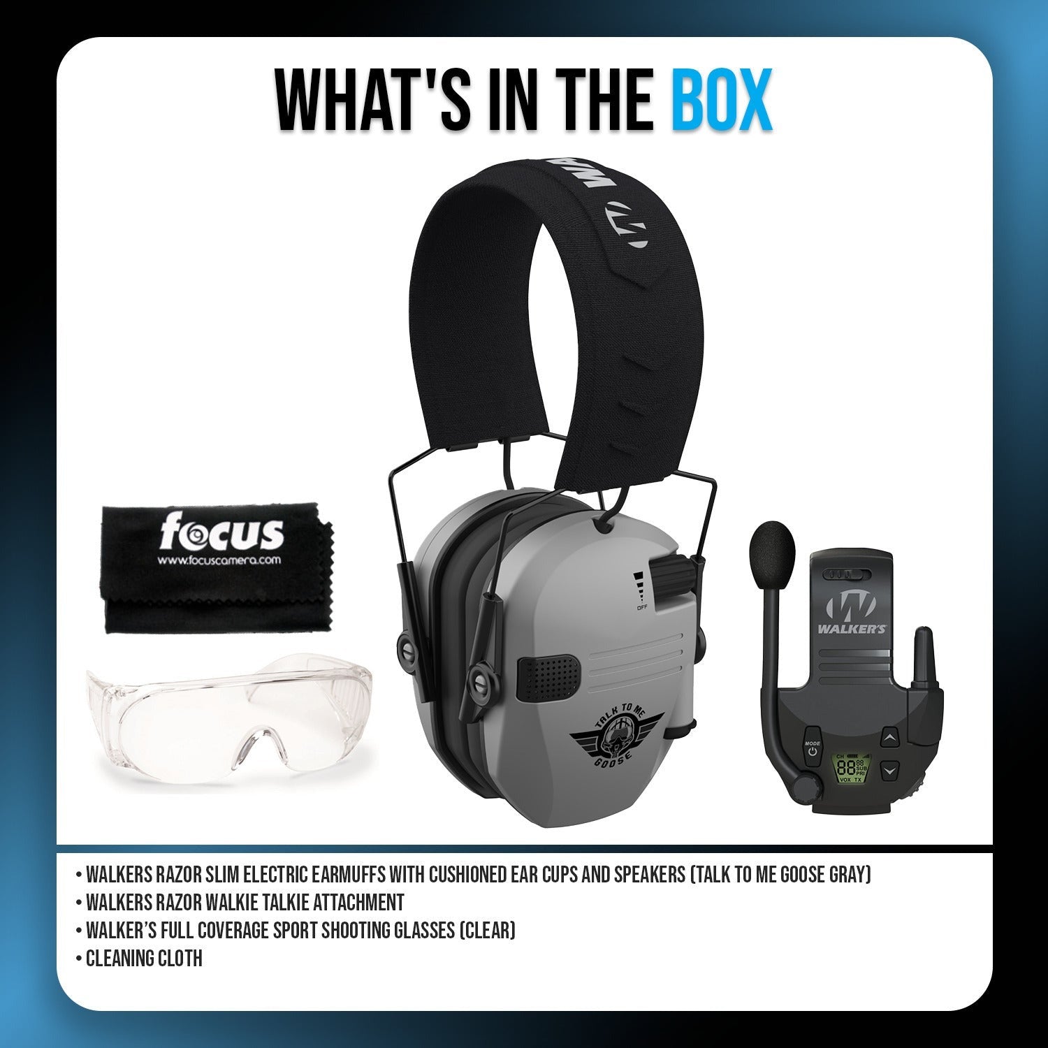 Walkers Razor Walkie Talkie Bundle with Ear Muffs and Accessories