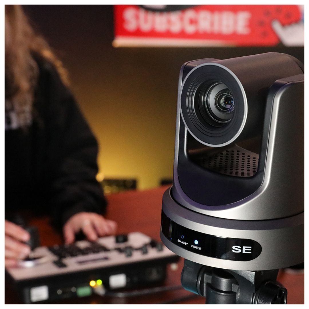 PTZOptics Move SE Camera with 12X Optical Zoom Range and Presenter-Lock Auto-Tracking (Gray)