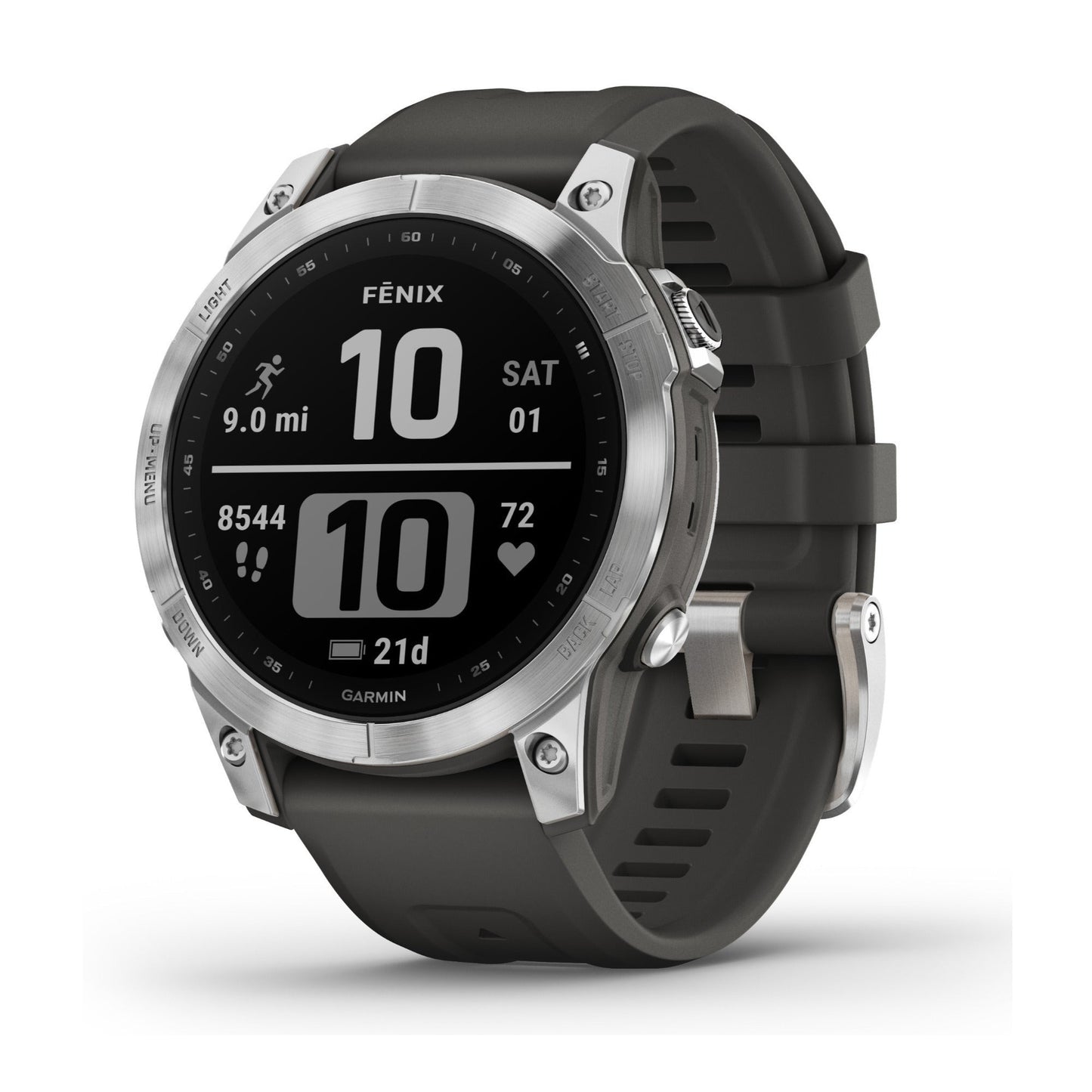 Garmin Fenix 7 Multisport GPS Watch with Graphite Band (Standard Edition Silver)