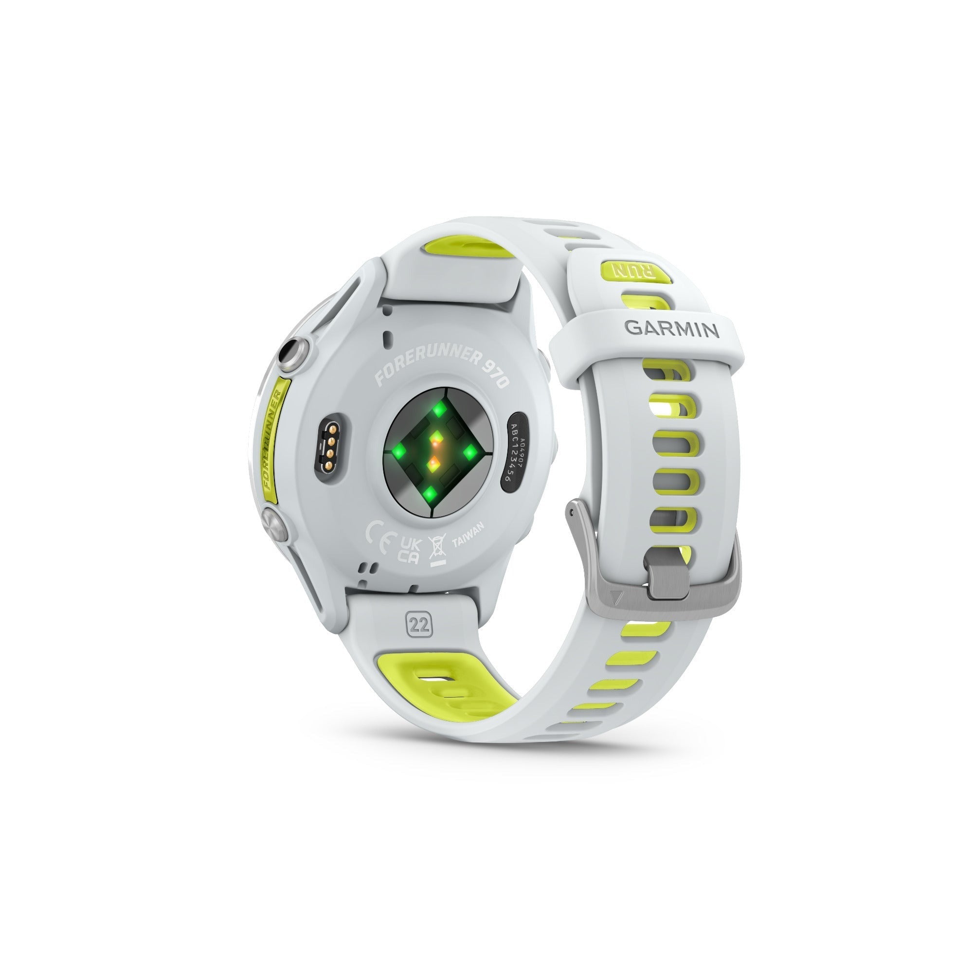 Garmin Forerunner 970 Titanium DLC and Whitestone/Translucent Amp Yellow Band