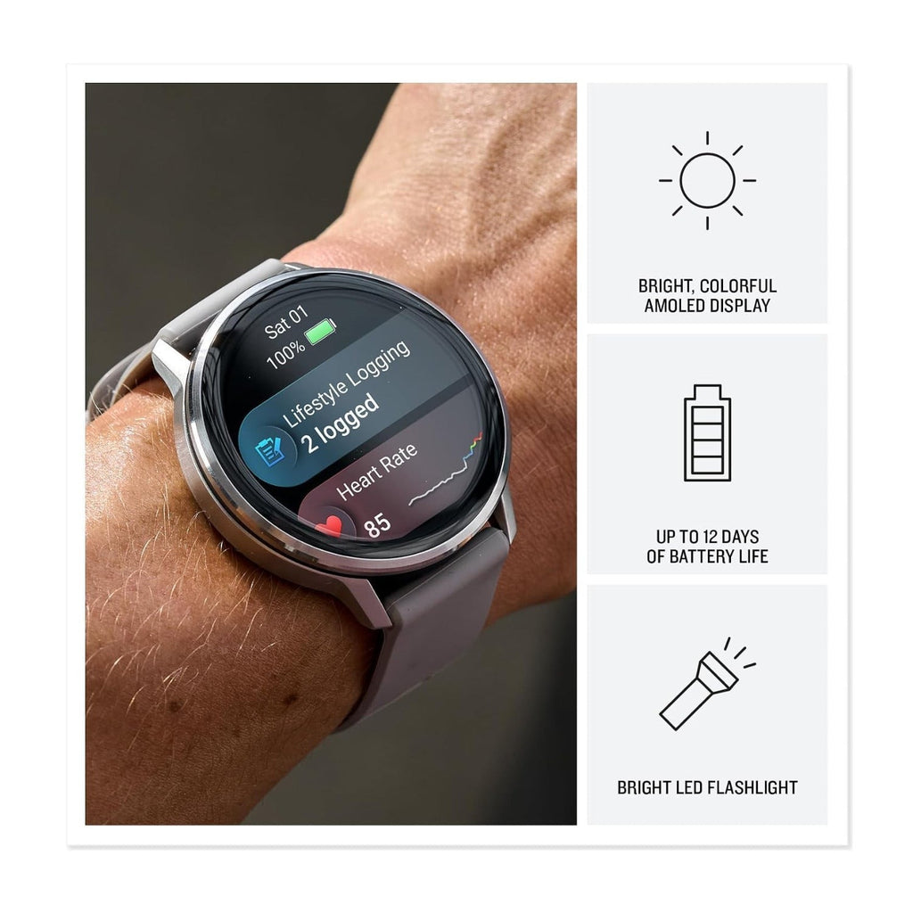 Garmin Venu 4 45mm GPS Smartwatch (Silver/Gray) Bundle with Wireless Earbuds