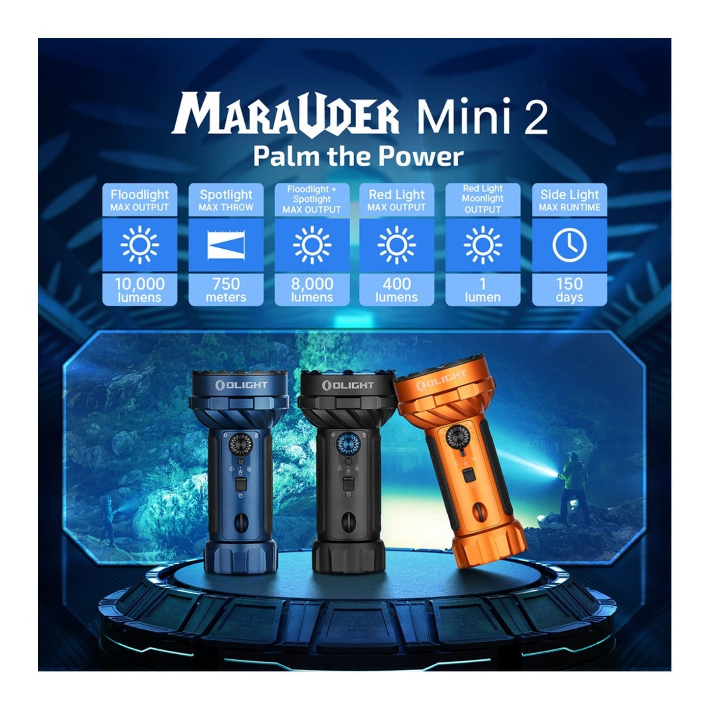Olight Marauder Mini 2 10,000 Lumen Rechargeable Flashlight (Black)