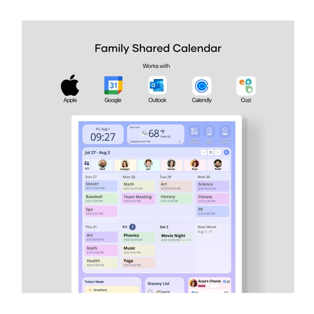 Cozyla 15.6-Inch 1080p Digital Calendar+ 2 Wall Planner Touch Screen