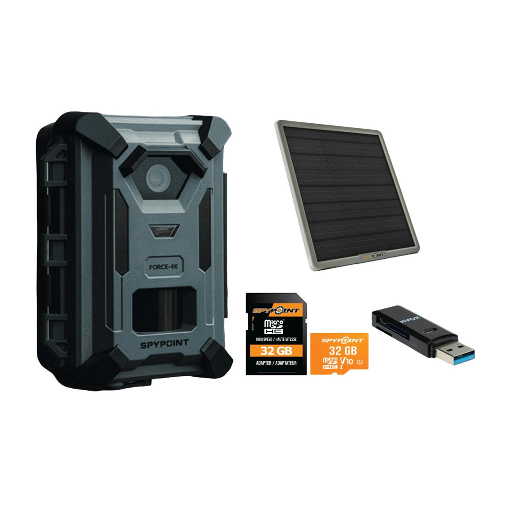 Spypoint FORCE-4K Trail Camera with 10W Solar Panel and Accessories Bundle