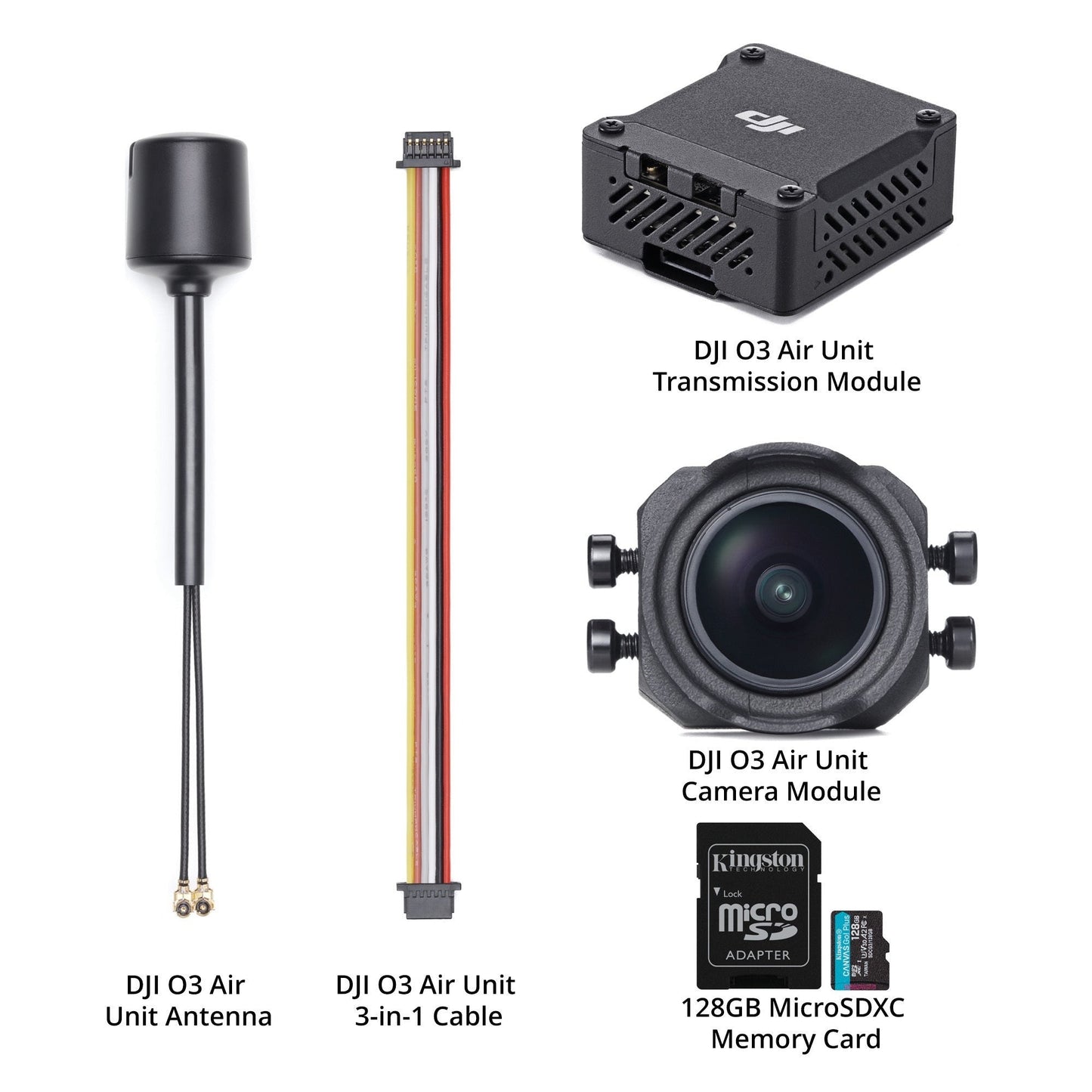DJI O3 Air Unit Compact Video Transmission Technology with 128GB MicroSDXC Memory Card Bundle
