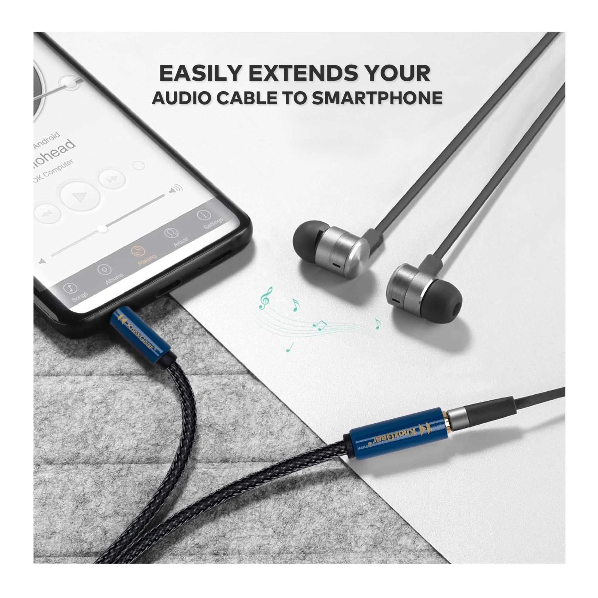Knox Gear Nylon Braided 3.5mm Male-Female Audio Extension Adapter Cable (6-Feet)