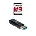 Kingston Canvas React Plus 128GB U3 V90 SDXC UHS-II SD Card with 2-In-1 Memory Card Reader