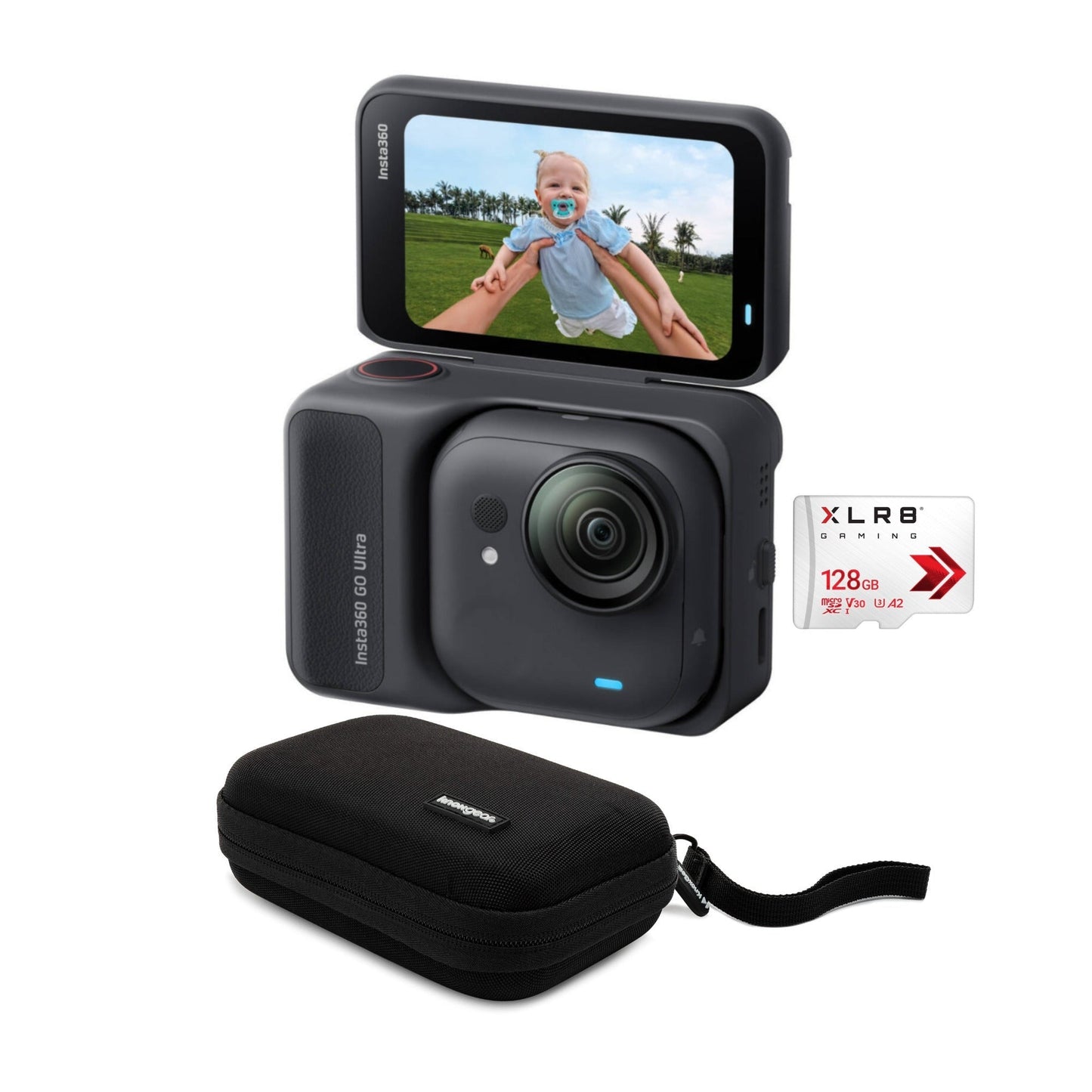 Insta360 GO Ultra Creator Bundle (Black) with 128GB Memory Card and Soft Case