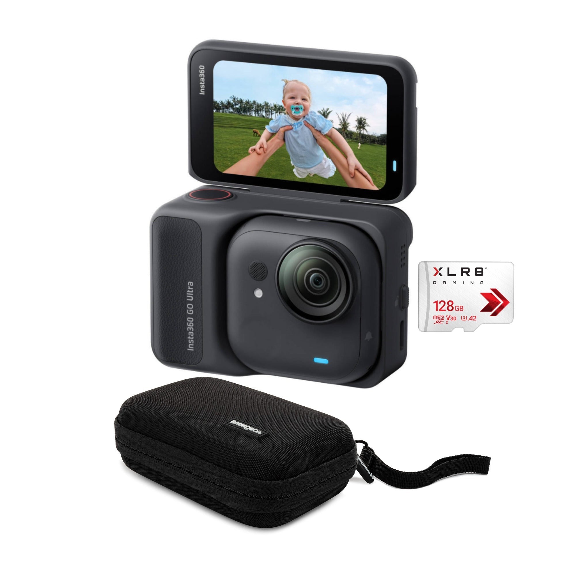 Insta360 GO Ultra Creator Bundle (Black) with 128GB Memory Card and Soft Case