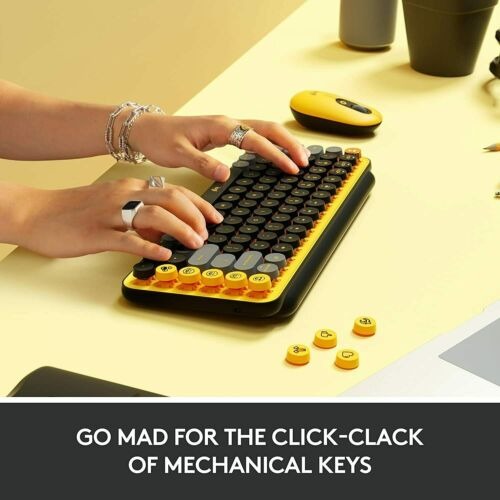 Logitech POP Keys Wireless Mechanical Keyboard with Emoji Keys - Blast Yellow (Open Box)